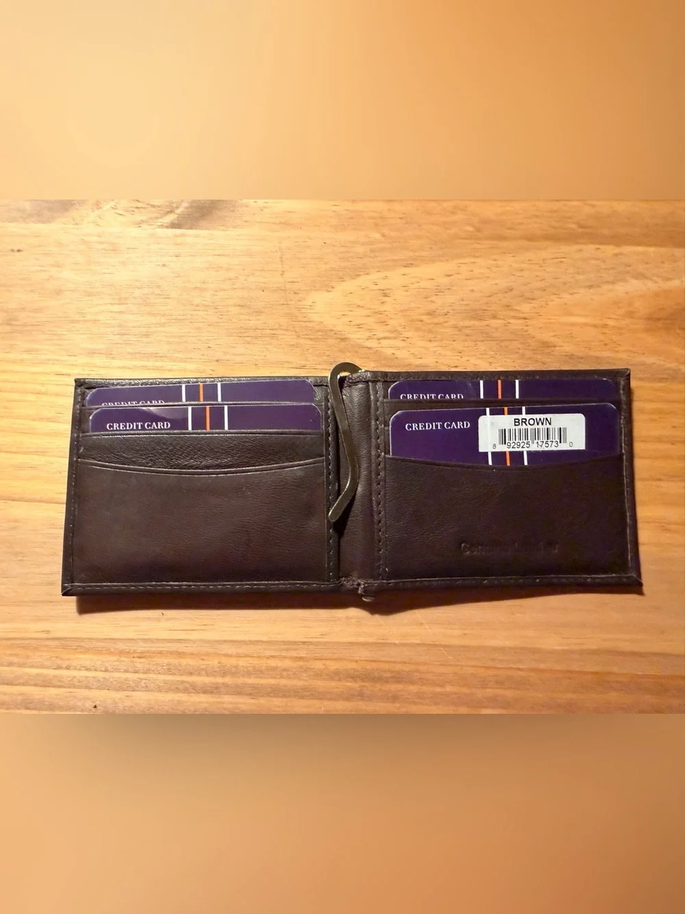 Brown Leather Money Clip Wallet - Minimal Men's Accessory